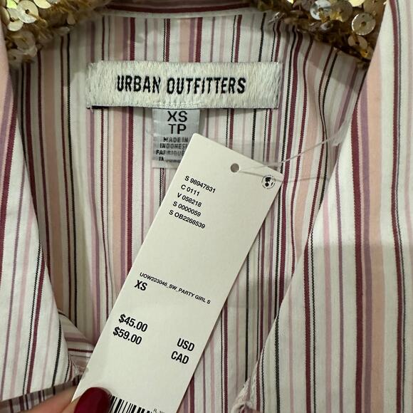 XS Urban Outfitters Party Girl Cotton Blend Pink Striped Vest NWT - Picture 5 of 6